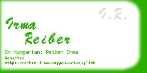 irma reiber business card